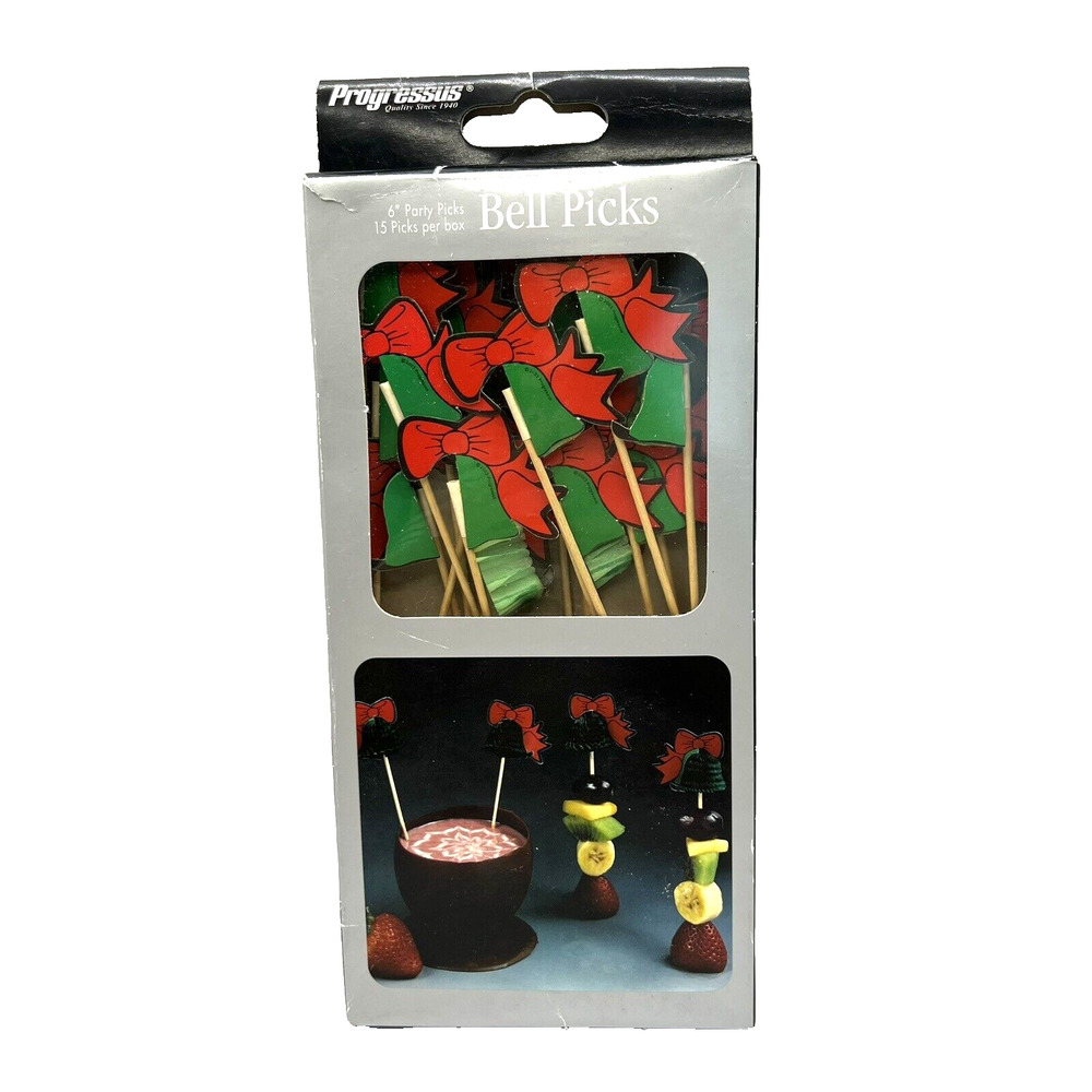 Package of 15 Christmas Honeycomb Bells Cocktail Hor D'oeuvres 6" Food Picks